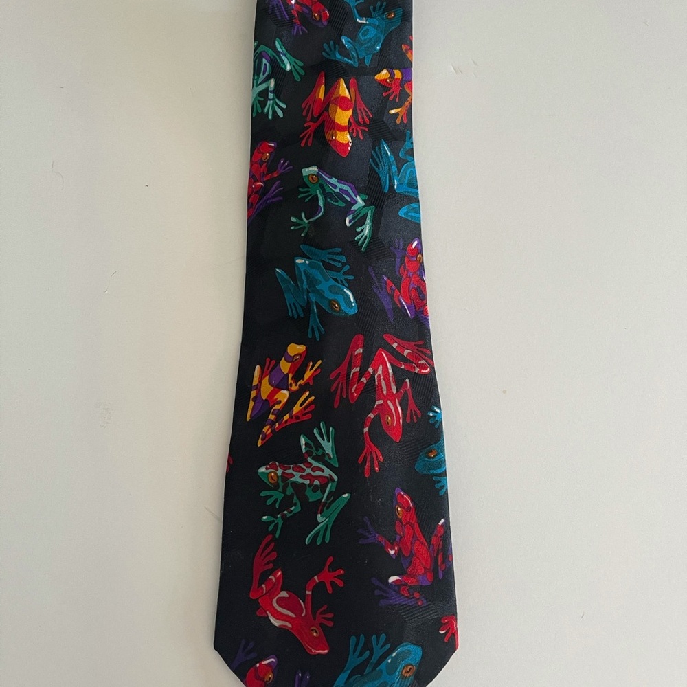 Frog print men necktie